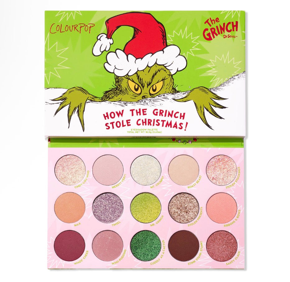Airbrush Soft Focus Blush Brush #113 y ColourPop x The Grinch How The Grinch Stole Christmas Eyeshadow Palette